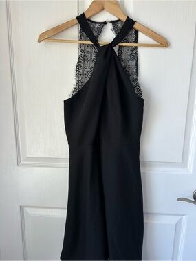 CeCe Black One-Shoulder Lace-Back Dress